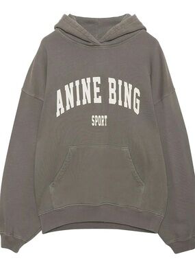 Anine Bing Olive Gray Logo Hoodie